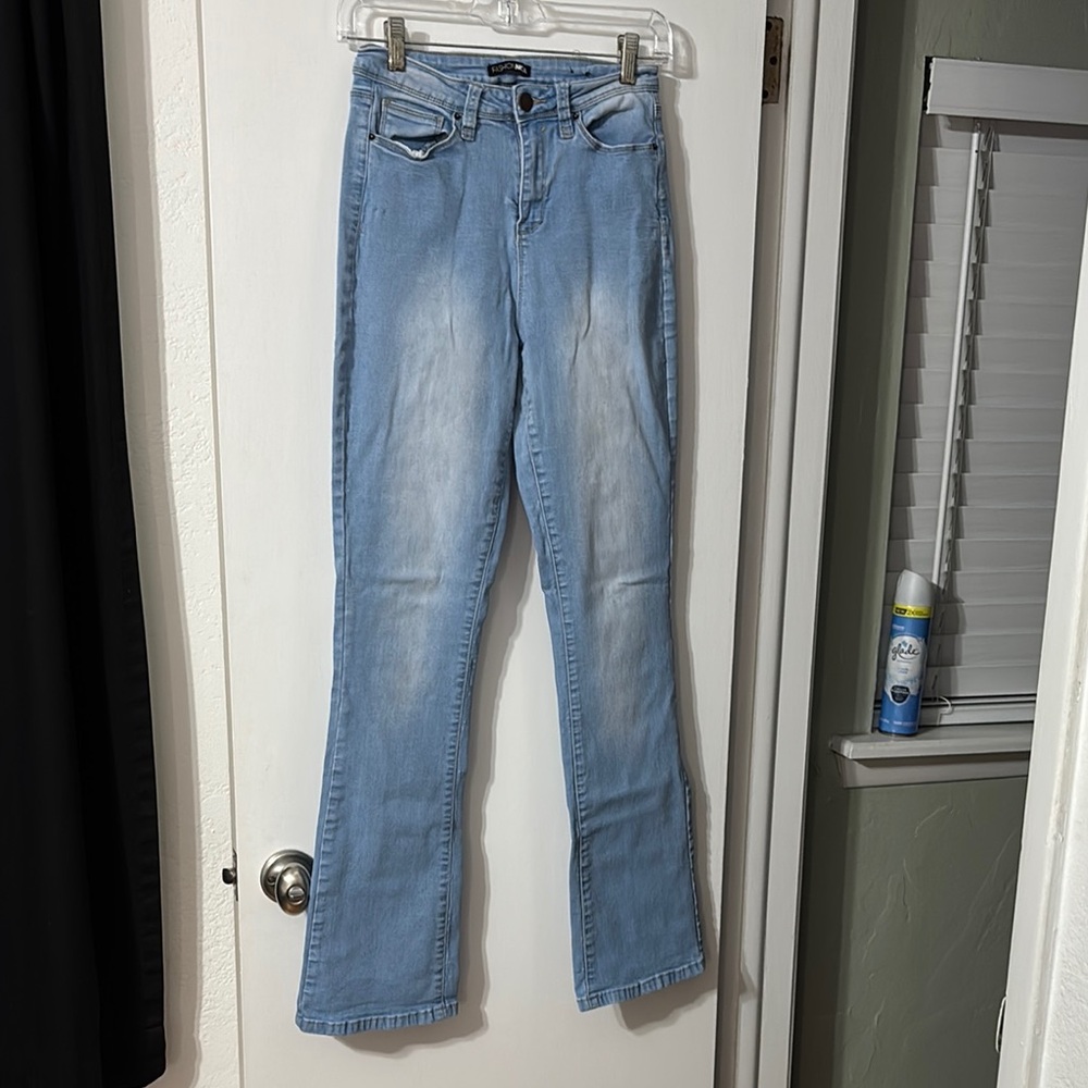 Fashion Nova Blue Flare Wide Leg Jeans